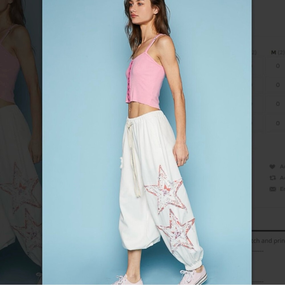 NEW - POL Off White Star Patchwork Joggers